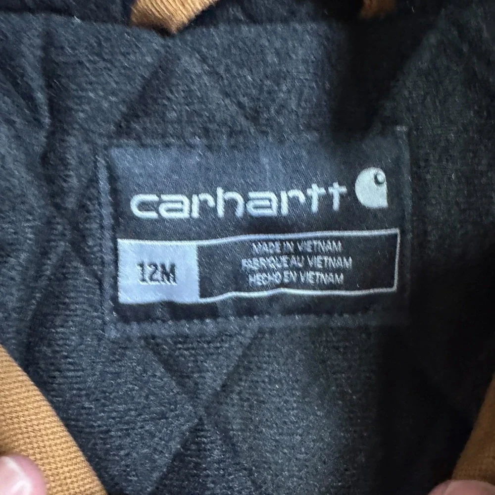 Carhartt Canvas‎ Hooded Jacket Kids 12M Brown Excellent OJ8552-B Quilted Lined
